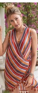 Wrap Kimono Cover-Up Rory Stripe NWOT